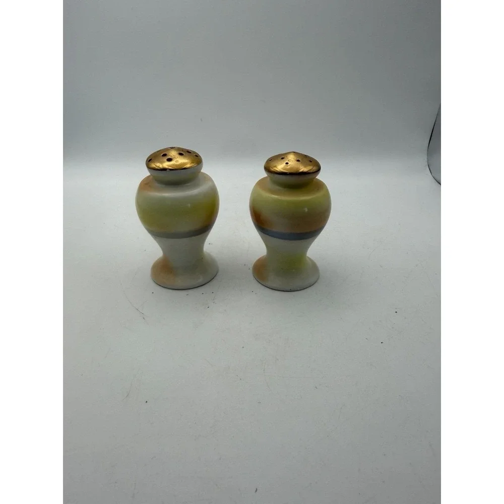 Vintage Hand Painted Porcelain Salt & Pepper Shakers Scenic Landscape